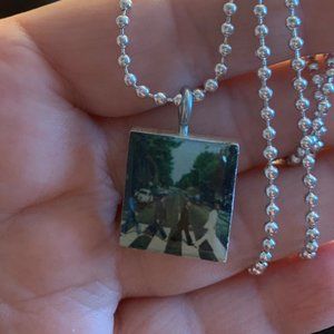 (2/$12,4/$20) The Beatles Abby Rd Scrabble Tile Necklace